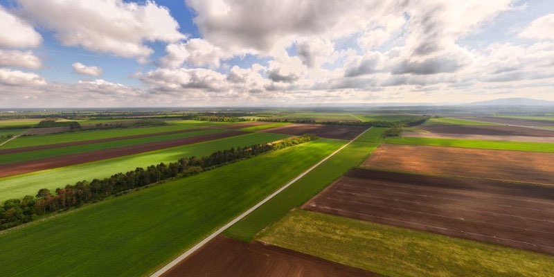 Aerial farmland view